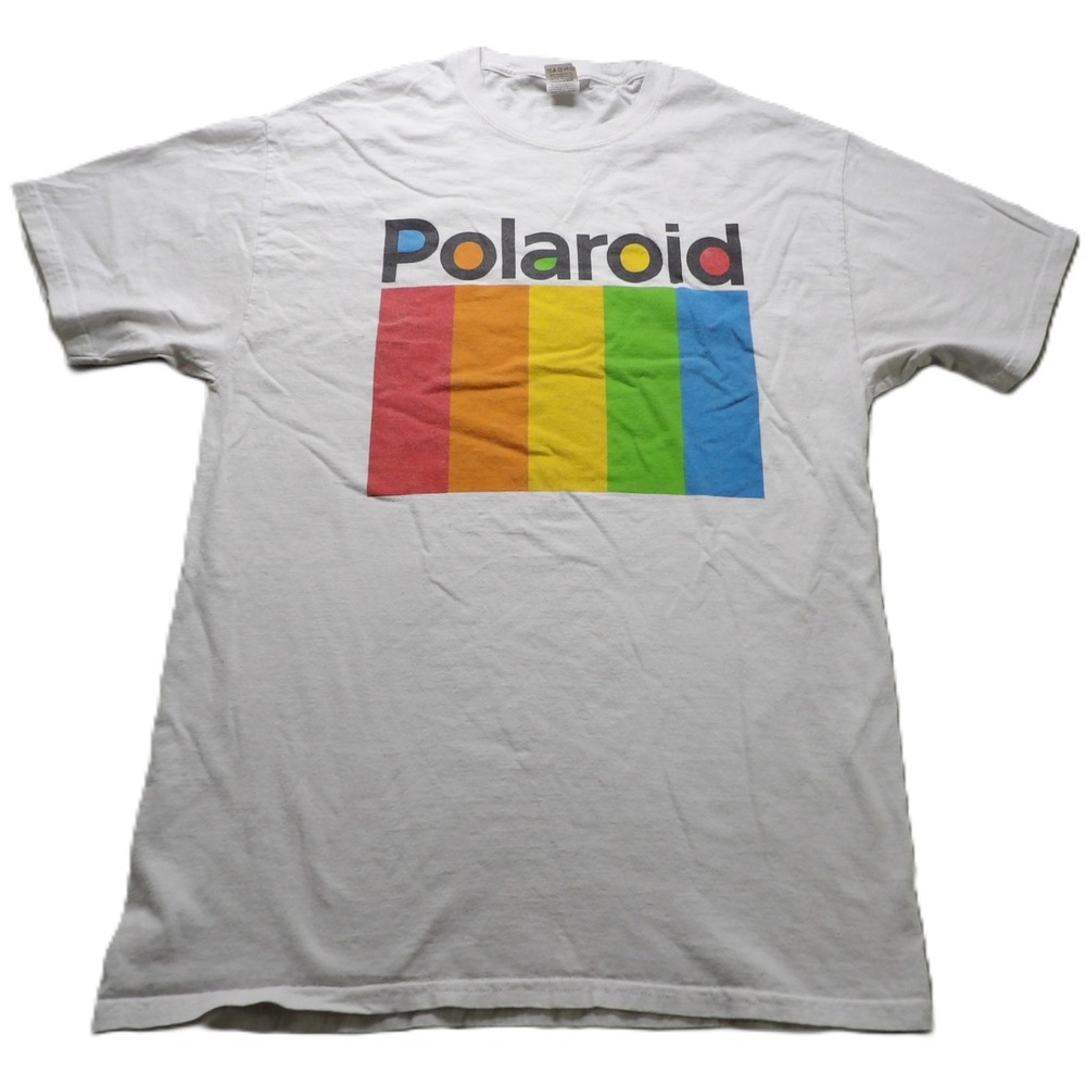 FOTL Polaroid TShirt Adult Small White Rainbow Logo Graphic VTG Style Tee Casual